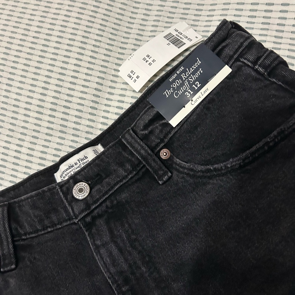 Abercrombie & Fitch High-Rise Black Denim Cutoff Shorts - Picture 3 of 4